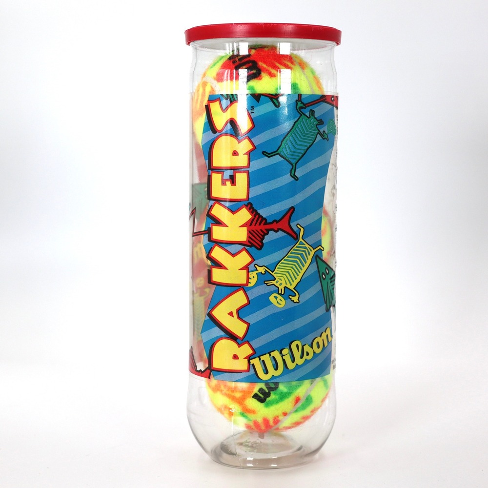 Vintage Wilson Rakkers Tennis Balls Multi Color Neon Tie Dye Sealed Can 90s NOS